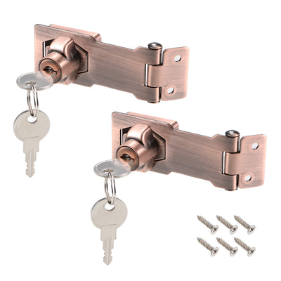 Harfington Keyed Hasp Locks with Screws for Door Keyed Alike 2 Pieces