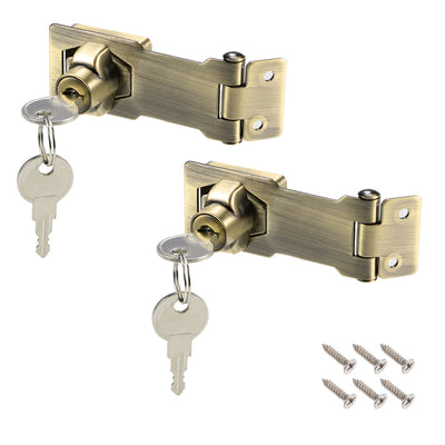Harfington Keyed Hasp Locks with Screws for Door Keyed Alike 2 Pieces