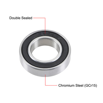 Harfington 6902-2RS Deep Groove Ball Bearings 15x28x7mm Double Sealed Chrome Steel P5 4pcs