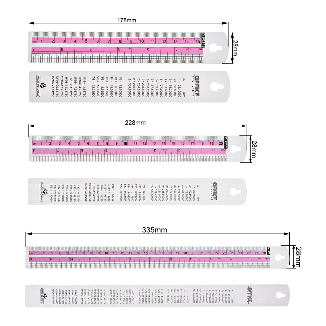 Harfington Aluminum Ruler Set Straight Rulers