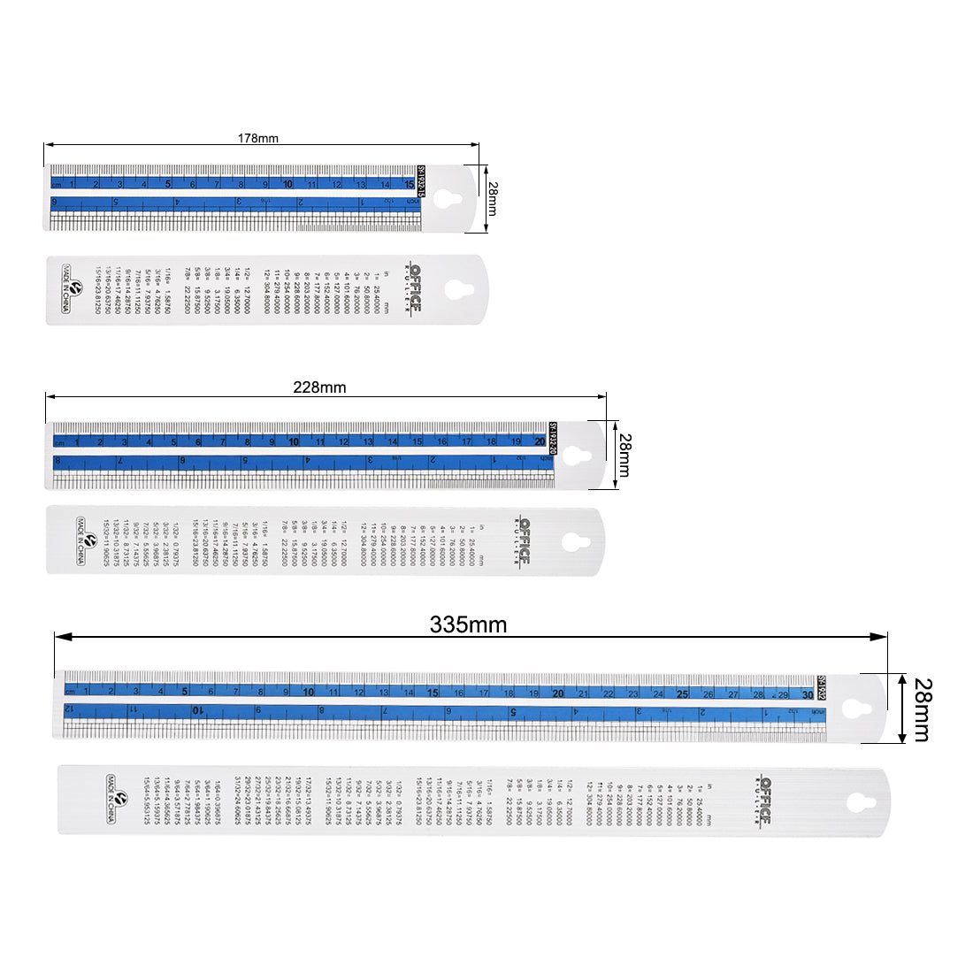 Harfington Aluminum Ruler Set Straight Rulers