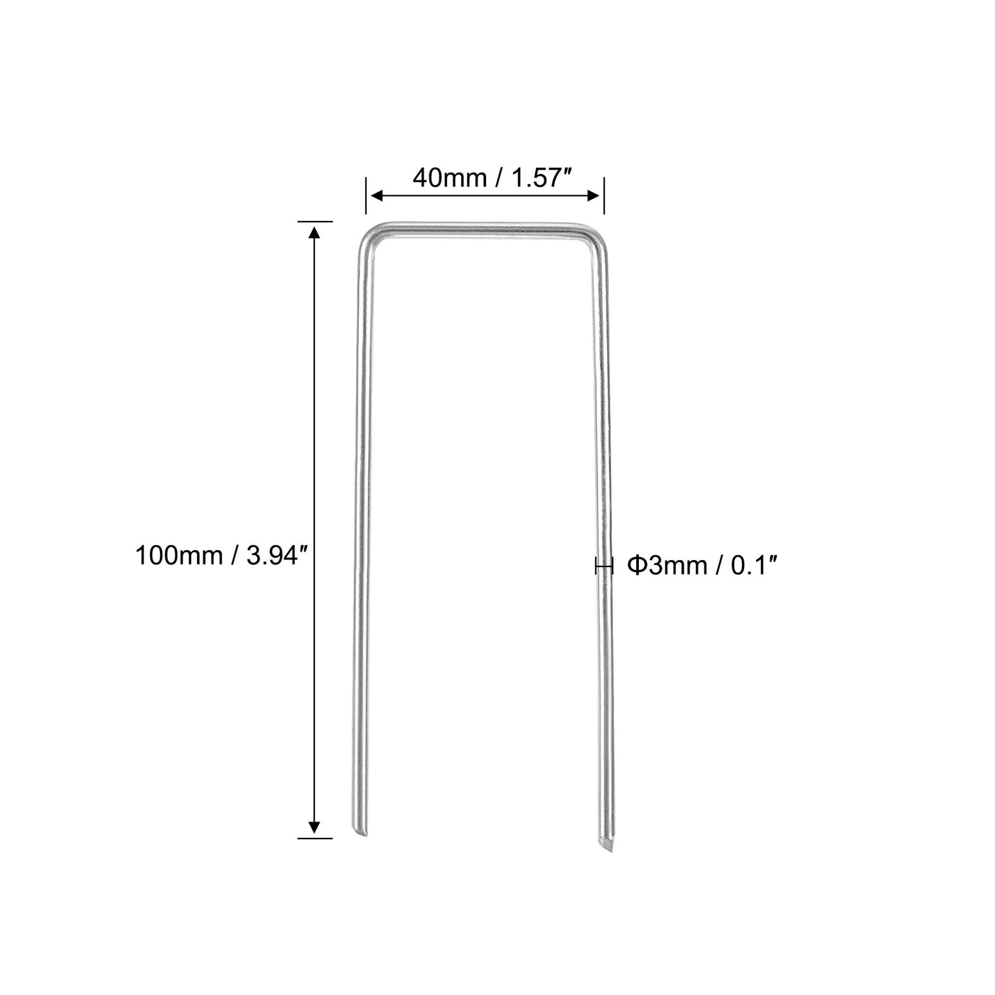 Harfington U-Shaped Garden Stakes, Galvanized Landscape Staples U Pins Anchor Fence Pegs, 100x40mm(LxW) 3mm Rod Dia Square 30pcs