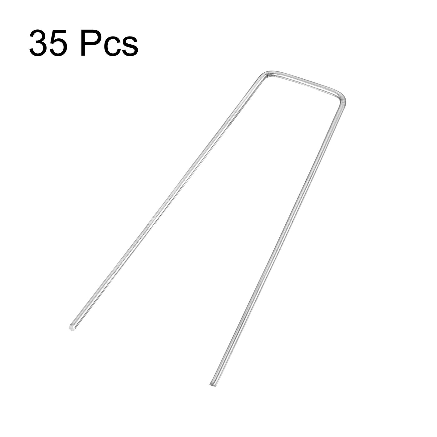 Harfington U-Shaped Garden Stakes, Galvanized Landscape Staples U Pins Anchor Fence Pegs, 150x40mm(LxW) 3mm Rod Dia Square 35pcs