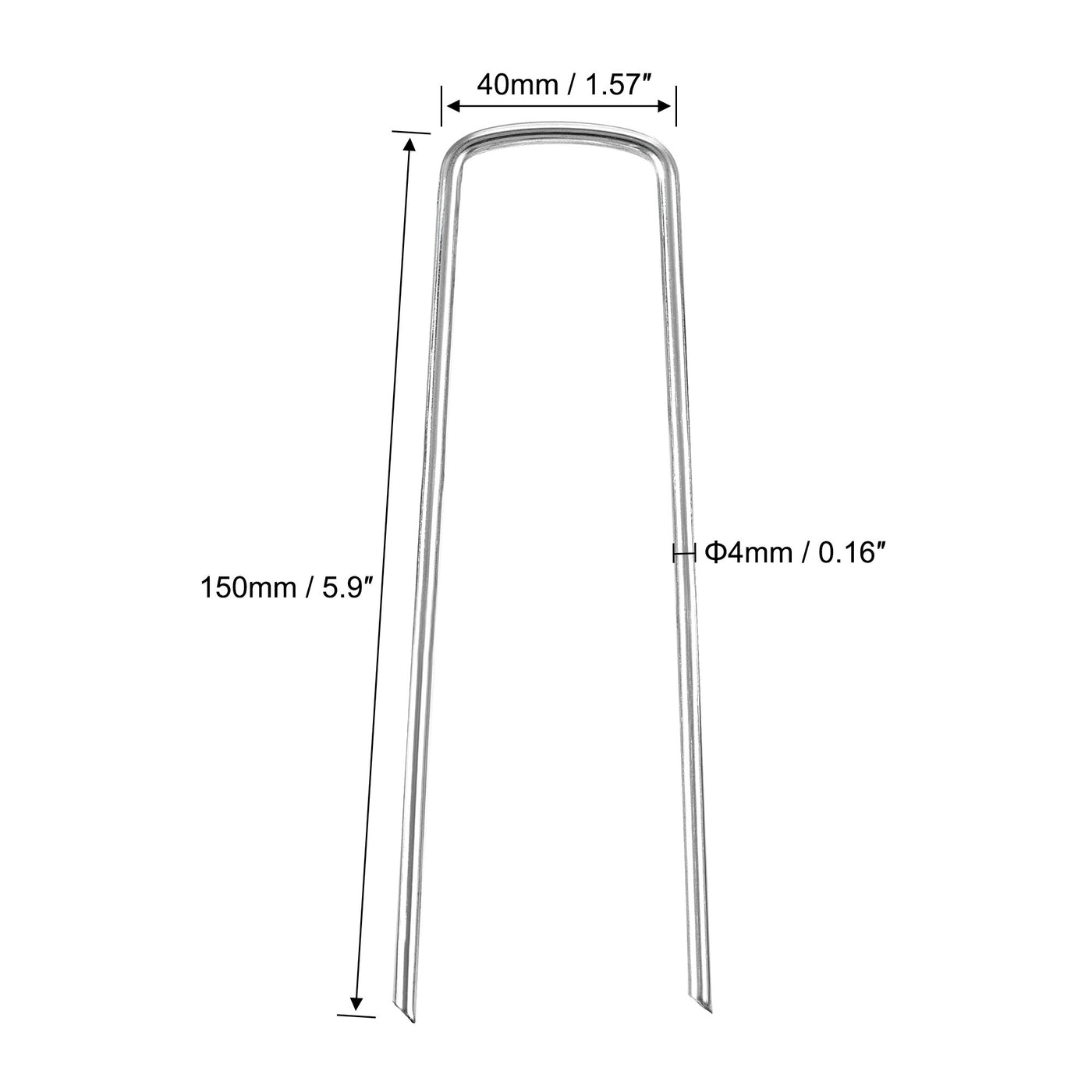 Harfington U-Shaped Garden Stakes, Galvanized Landscape Staples U Pins Anchor Fence Pegs, 150x40mm(LxW) 4mm Rod Dia Square 12pcs