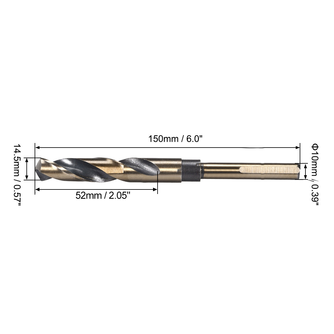 Harfington HSS 4341 Tri-flat Reduced Shank Twist Drill Bit