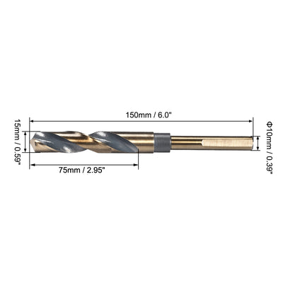 Harfington Reduced Shank Twist Drill Bits 15mm HSS 4341 with 10mm Shank 1 Pcs