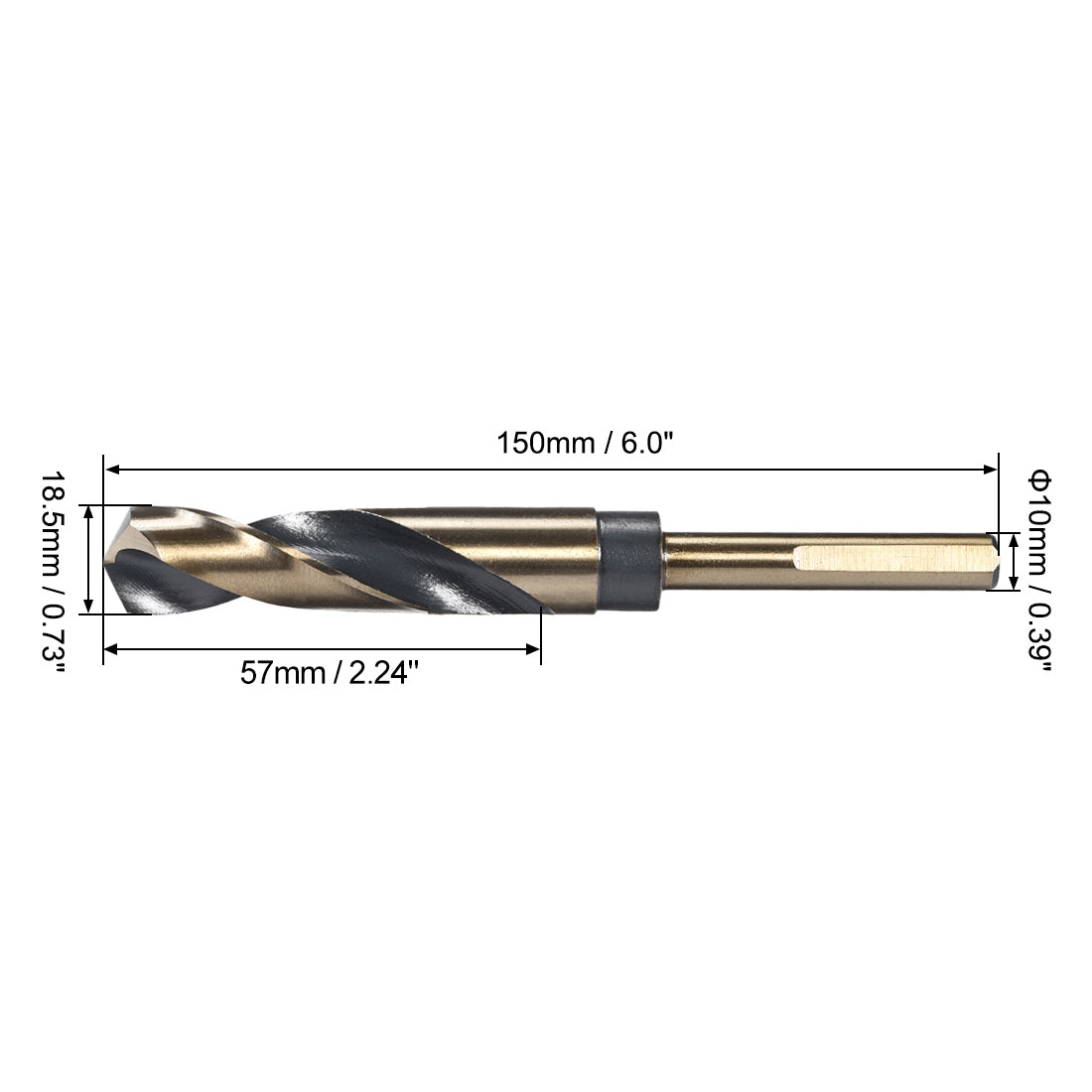 Harfington Reduced Shank Twist Drill Bits 18.5mm HSS 4341 with 10mm Shank 1 Pcs
