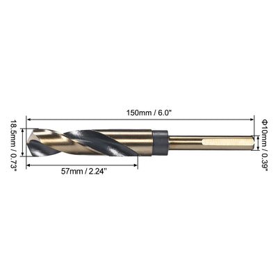 Harfington Reduced Shank Twist Drill Bits 18.5mm HSS 4341 with 10mm Shank 1 Pcs