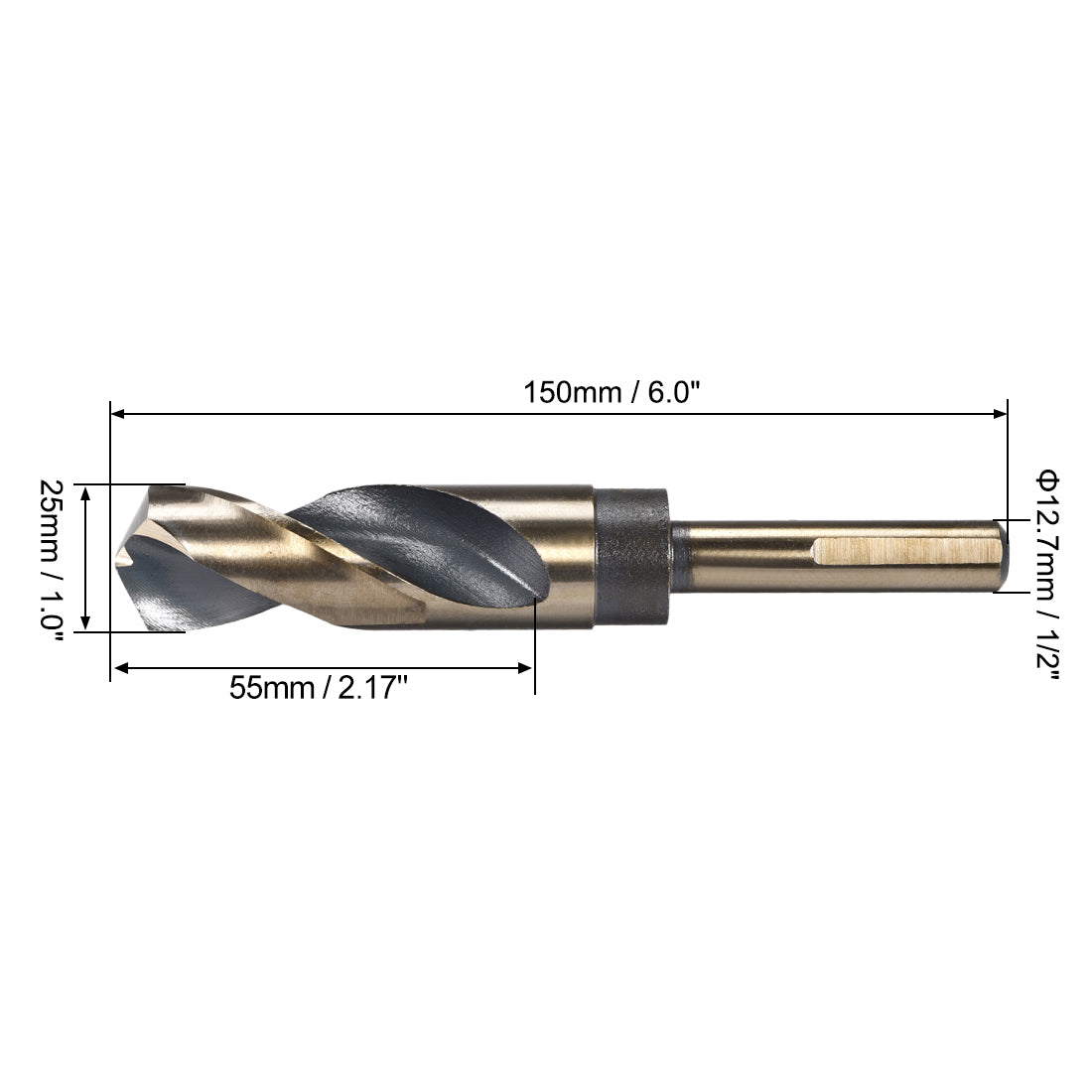 Harfington HSS 4341 Tri-flat Reduced Shank Twist Drill Bit