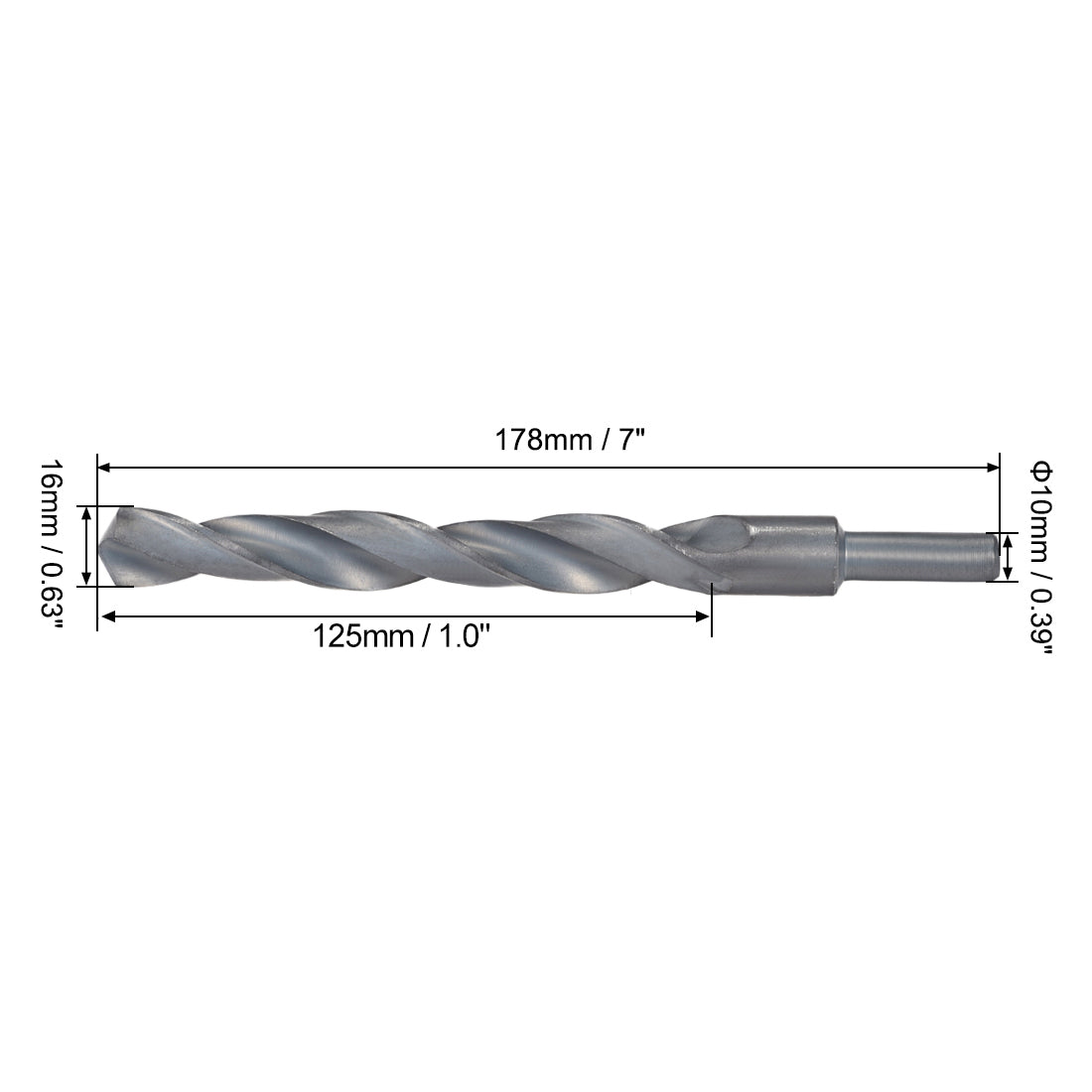Harfington Reduced Shank Twist Drill Bits 16mm HSS 4241 with 10mm Shank 1 Pcs