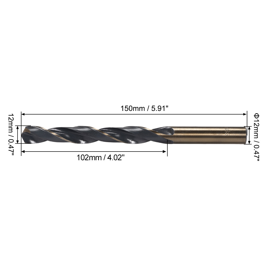 Harfington Reduced Shank Twist Drill Bits 12mm HSS 4341 with 12mm Shank 2 Pcs