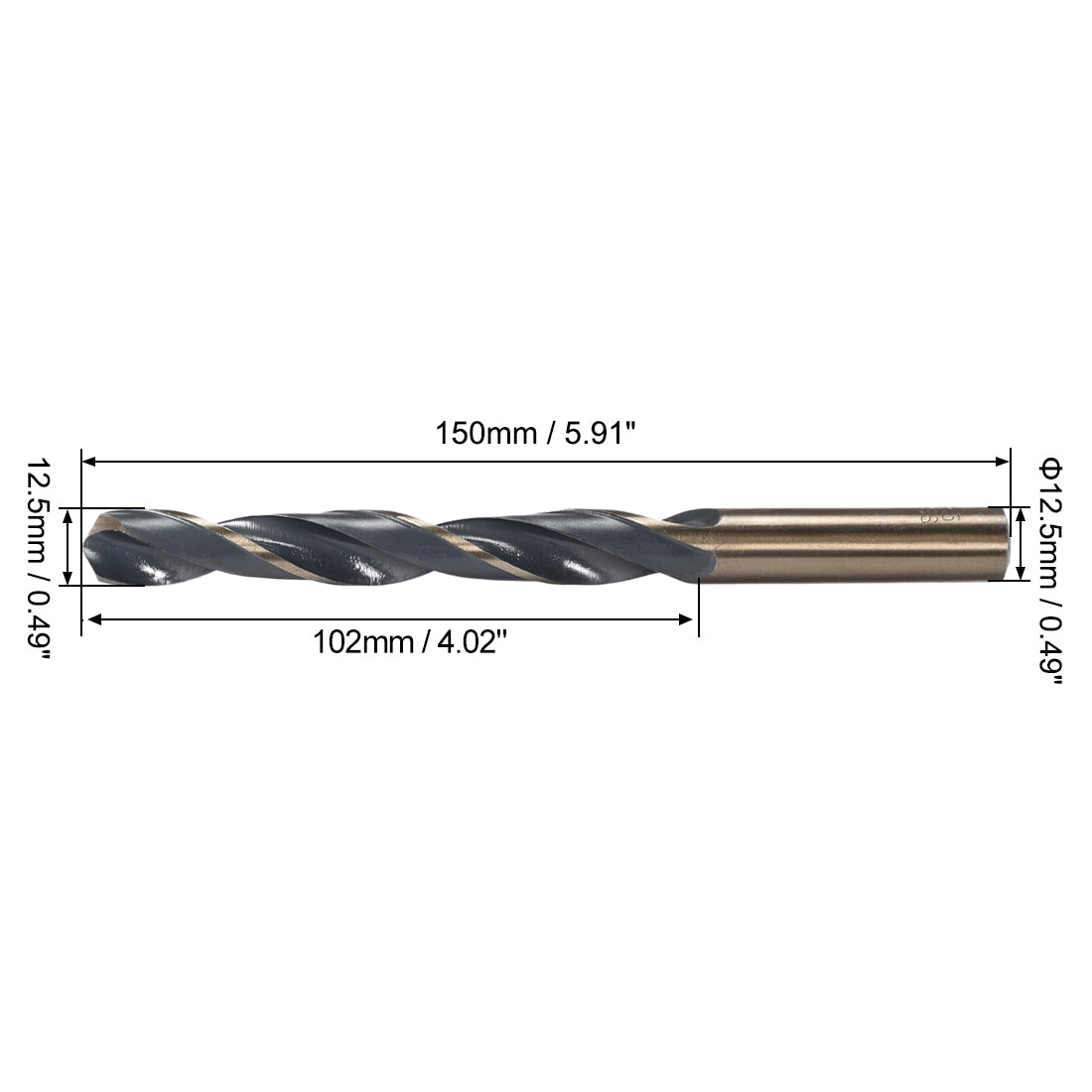 Harfington Reduced Shank Twist Drill Bits 12.5mm HSS 4341 with 12.5mm Shank 1 Pcs