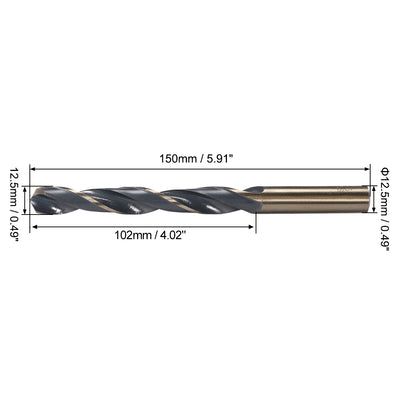 Harfington Reduced Shank Twist Drill Bits 12.5mm HSS 4341 with 12.5mm Shank 1 Pcs