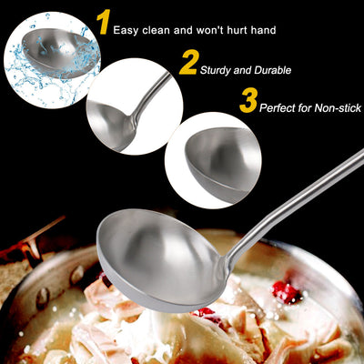 Harfington 14" Stainless Steel Soup Spoon Ladle Kitchen Serving Utensil for Cooking Baking