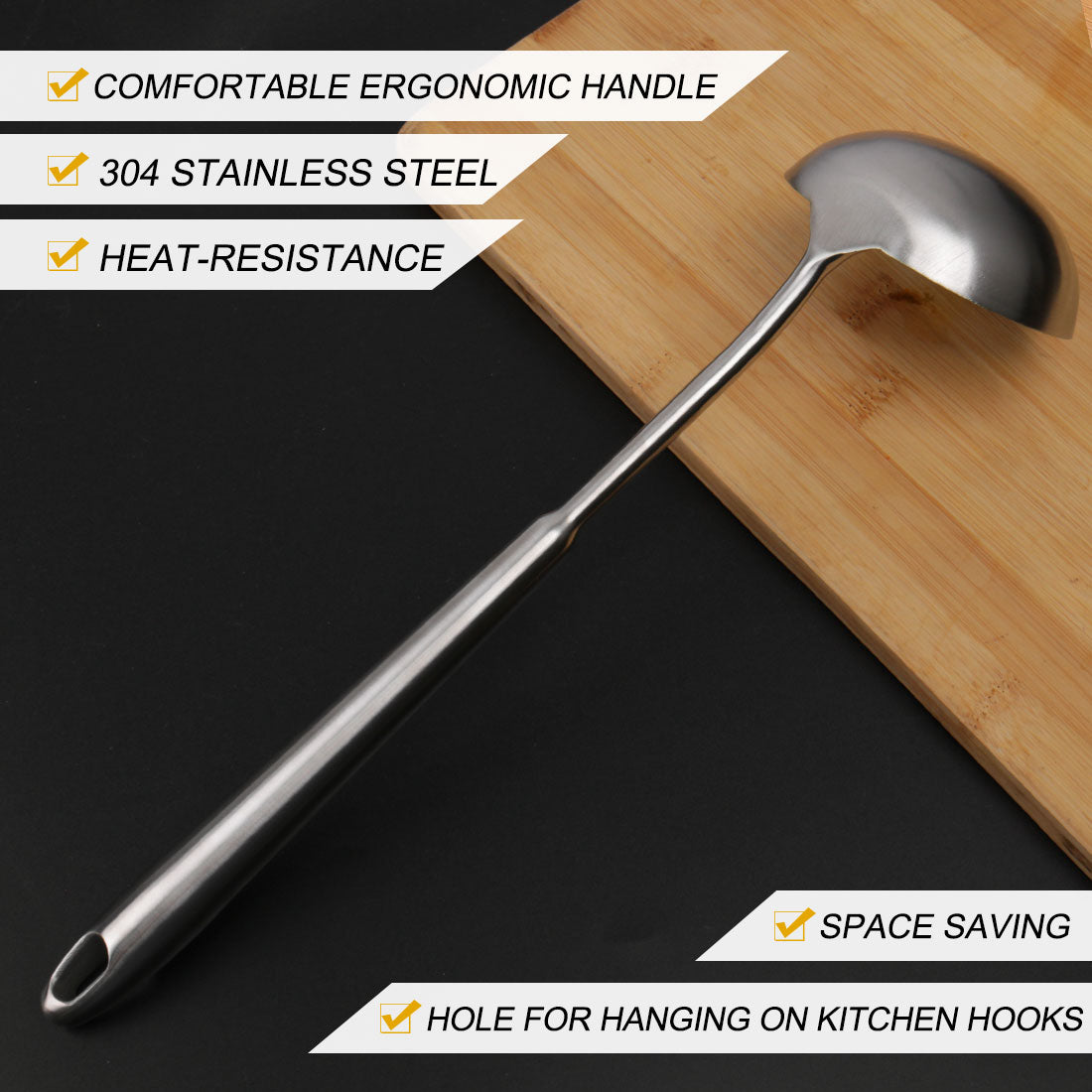 Harfington 14" Stainless Steel Soup Spoon Ladle Kitchen Serving Utensil for Cooking Baking