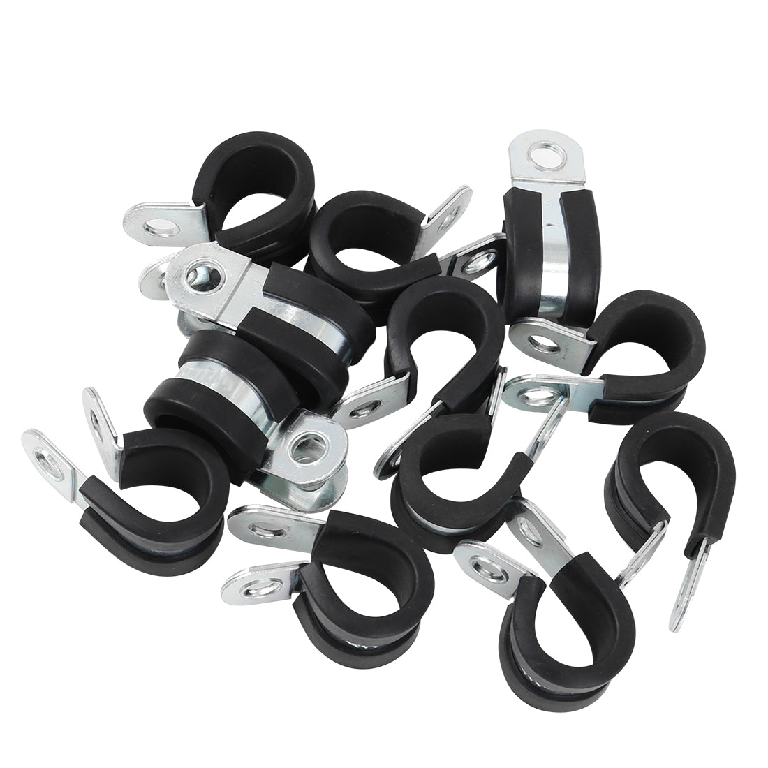 Harfington 12pcs R Shape Rubber Cable Pipe Clamp Hose Clip for Automotive