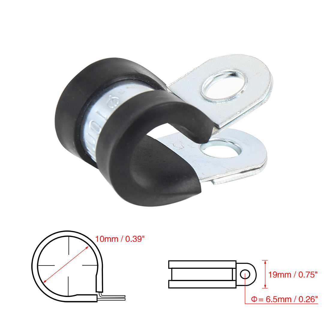 Harfington 12pcs R Shape Rubber Cable Pipe Clamp Hose Clip for Automotive