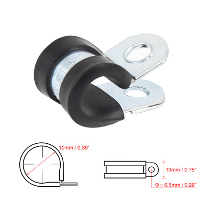 Harfington 12pcs R Shape Rubber Cable Pipe Clamp Hose Clip for Automotive