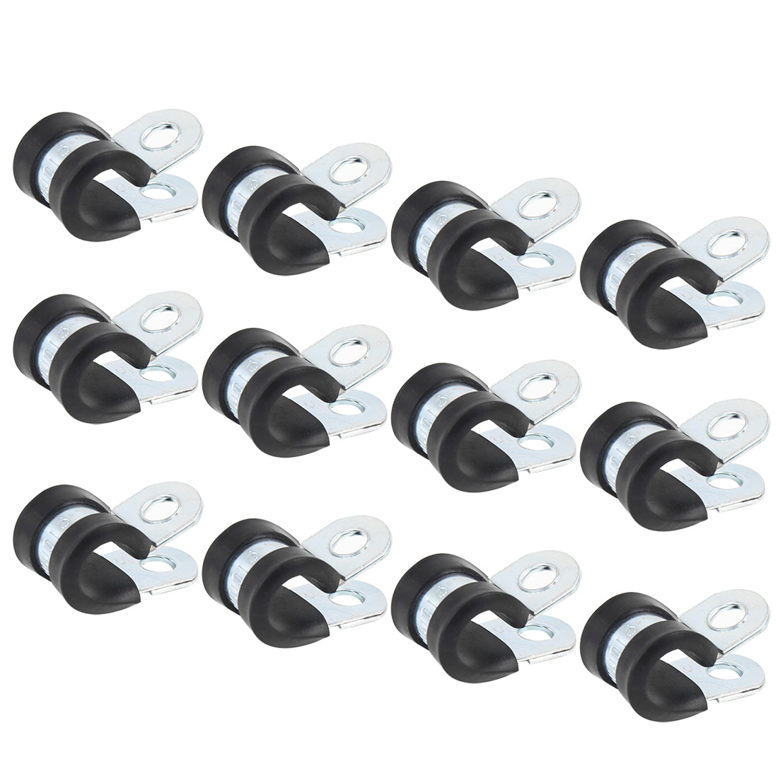 Harfington 12pcs R Shape Rubber Cable Pipe Clamp Hose Clip for Automotive