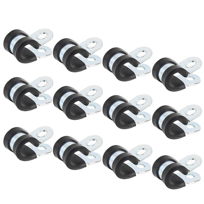 Harfington 12pcs R Shape Rubber Cable Pipe Clamp Hose Clip for Automotive