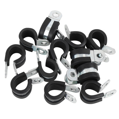 Harfington 12pcs R Shape Rubber Cable Pipe Clamp Hose Clip for Automotive