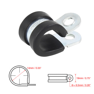 Harfington 12pcs R Shape Rubber Cable Pipe Clamp Hose Clip for Automotive