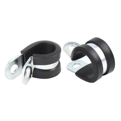 Harfington 12pcs R Shape Rubber Cable Pipe Clamp Hose Clip for Automotive