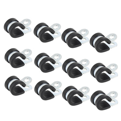 Harfington 12pcs R Shape Rubber Cable Pipe Clamp Hose Clip for Automotive