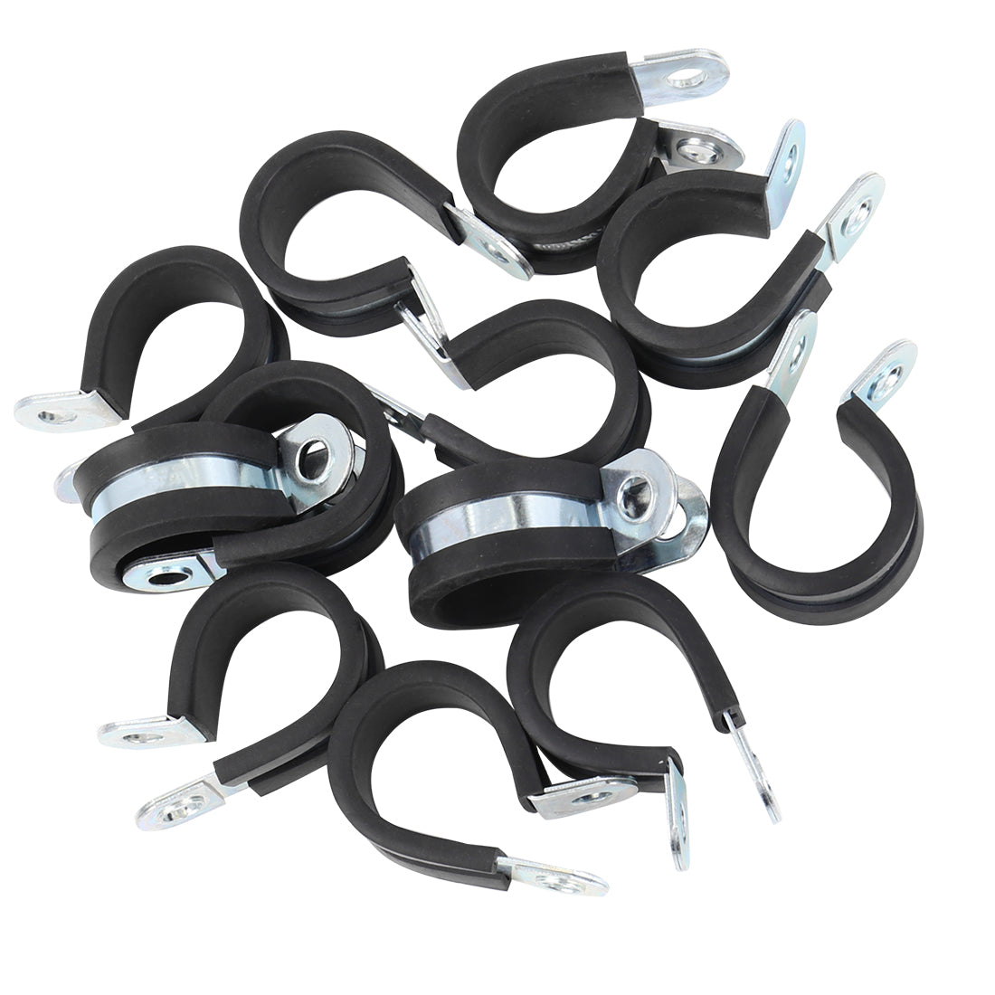 Harfington 12pcs R Shape Rubber Cable Pipe Clamp Hose Clip for Automotive