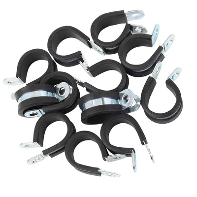 Harfington 12pcs R Shape Rubber Cable Pipe Clamp Hose Clip for Automotive
