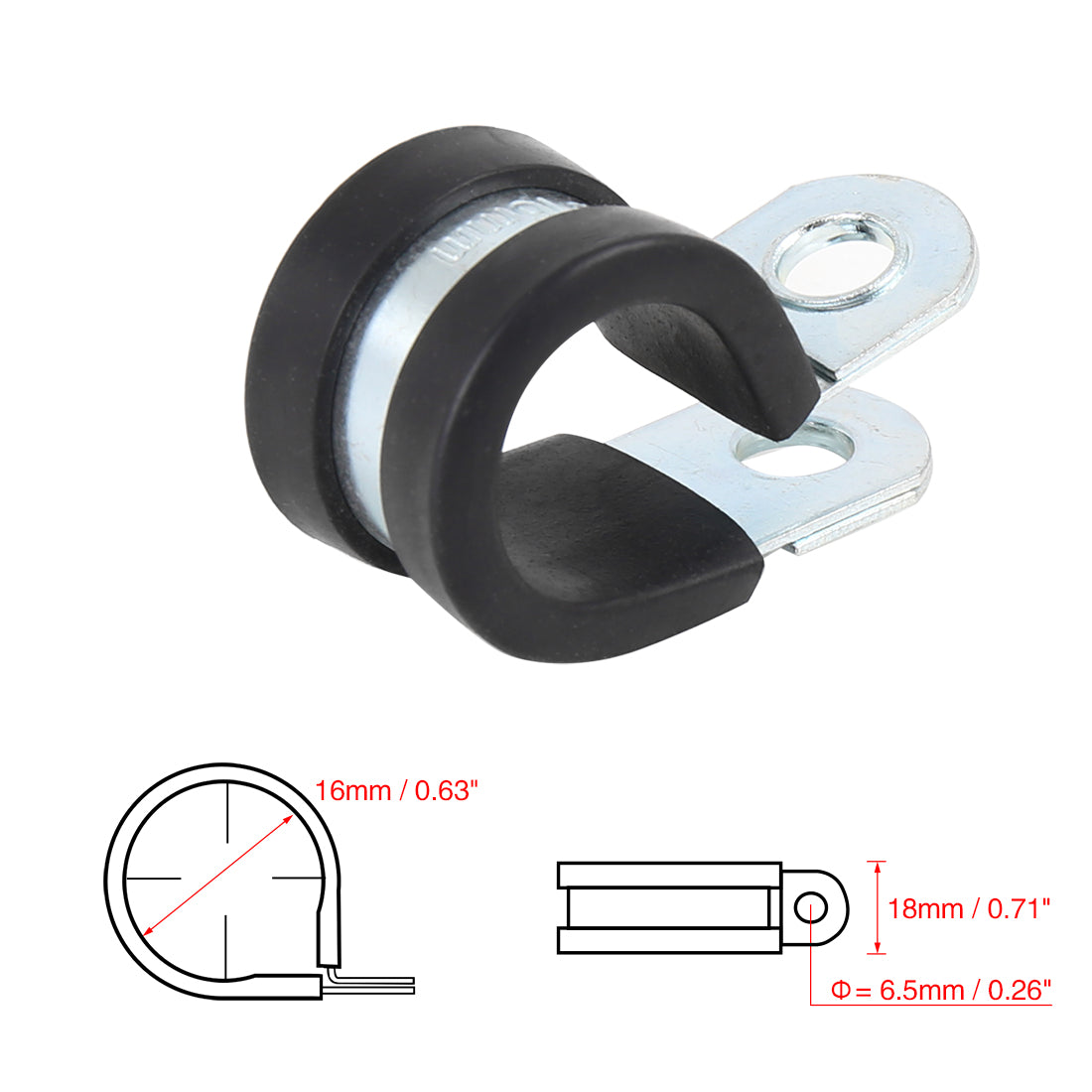 Harfington 12pcs R Shape Rubber Cable Pipe Clamp Hose Clip for Automotive