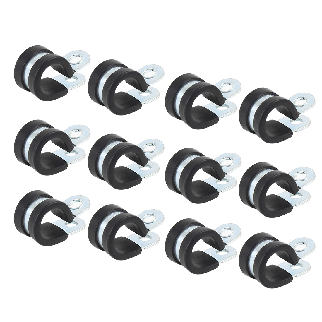 Harfington 12pcs R Shape Rubber Cable Pipe Clamp Hose Clip for Automotive