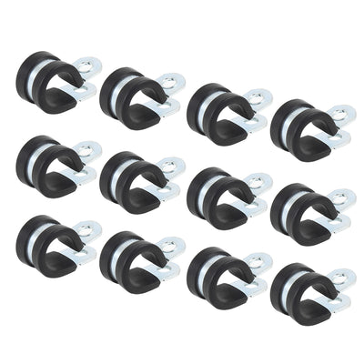 Harfington 12pcs R Shape Rubber Cable Pipe Clamp Hose Clip for Automotive