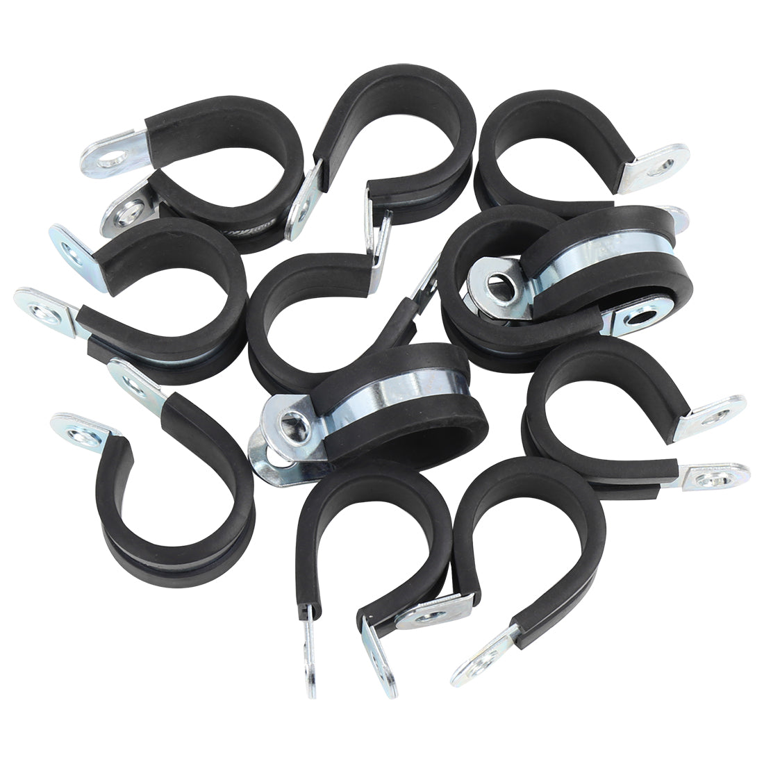 Harfington 12pcs R Shape Rubber Cable Pipe Clamp Hose Clip for Automotive
