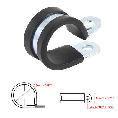 Harfington 12pcs R Shape Rubber Cable Pipe Clamp Hose Clip for Automotive