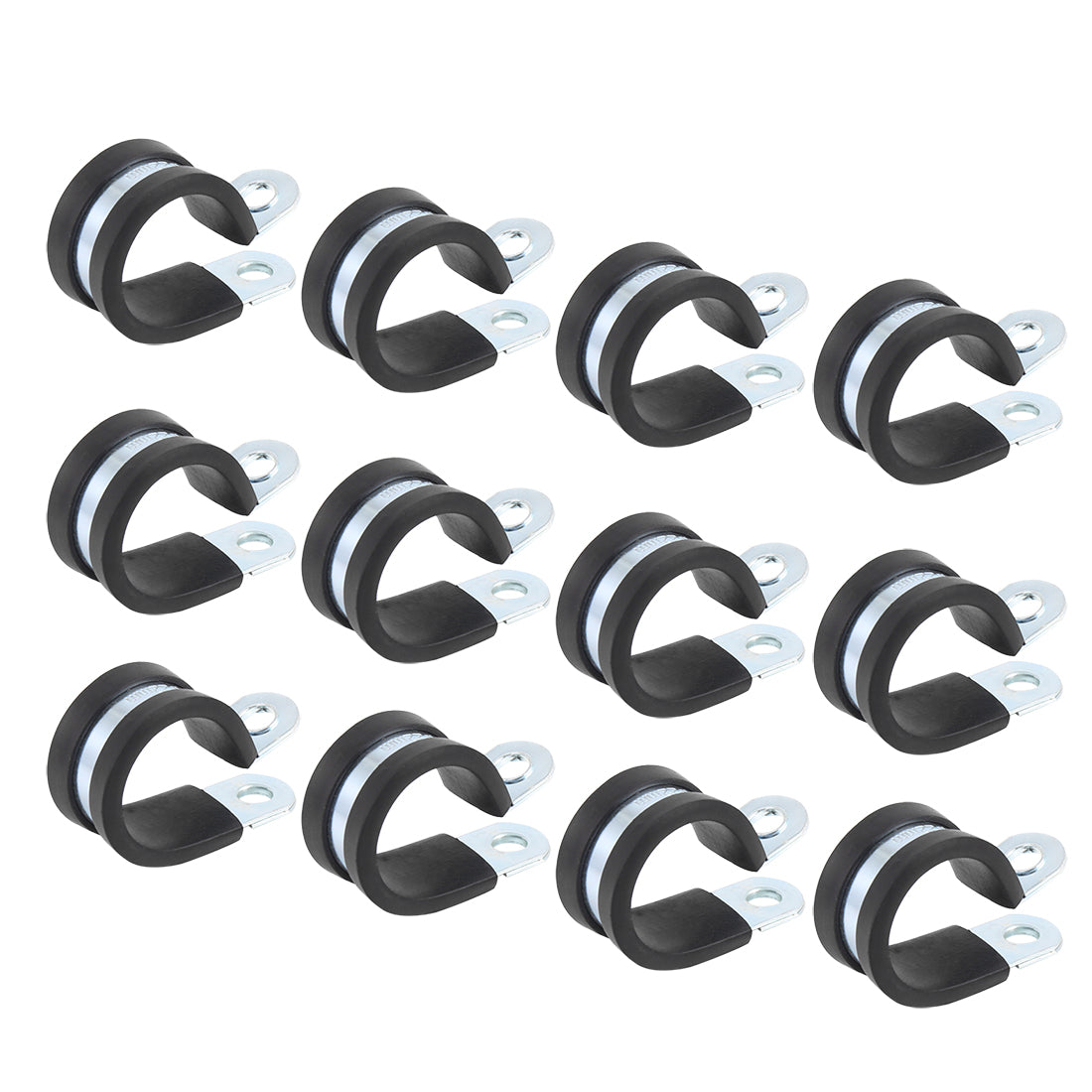 Harfington 12pcs R Shape Rubber Cable Pipe Clamp Hose Clip for Automotive