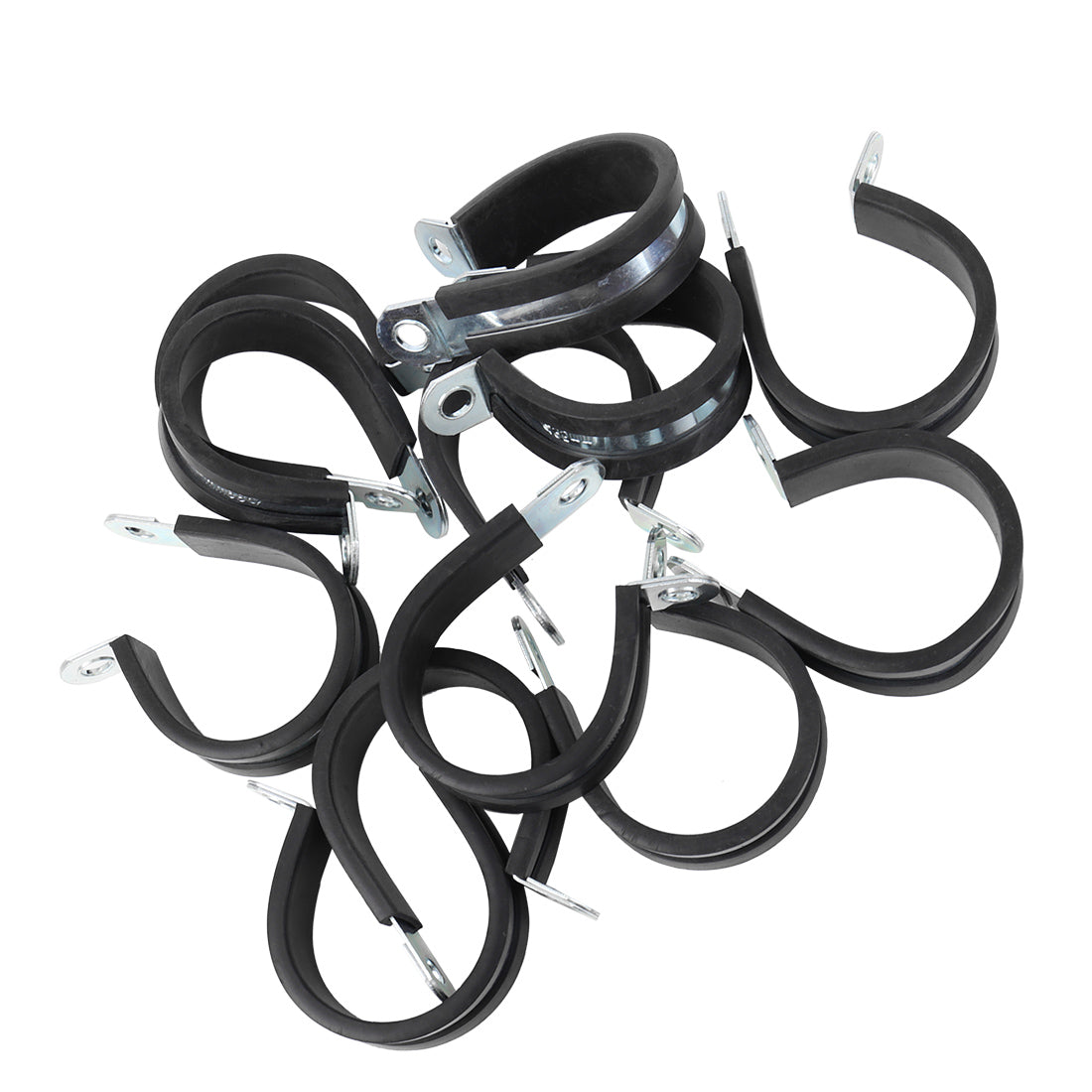 Harfington 12pcs R Shape Rubber Cable Pipe Clamp Hose Clip for Automotive