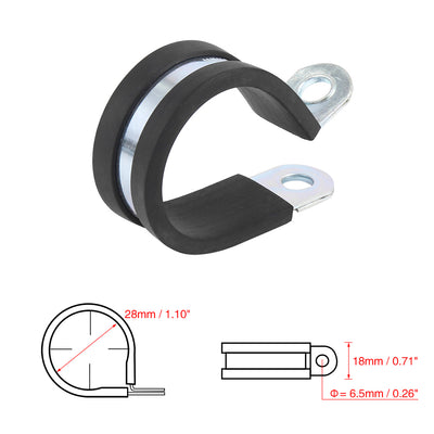 Harfington 12pcs R Shape Rubber Cable Pipe Clamp Hose Clip for Automotive