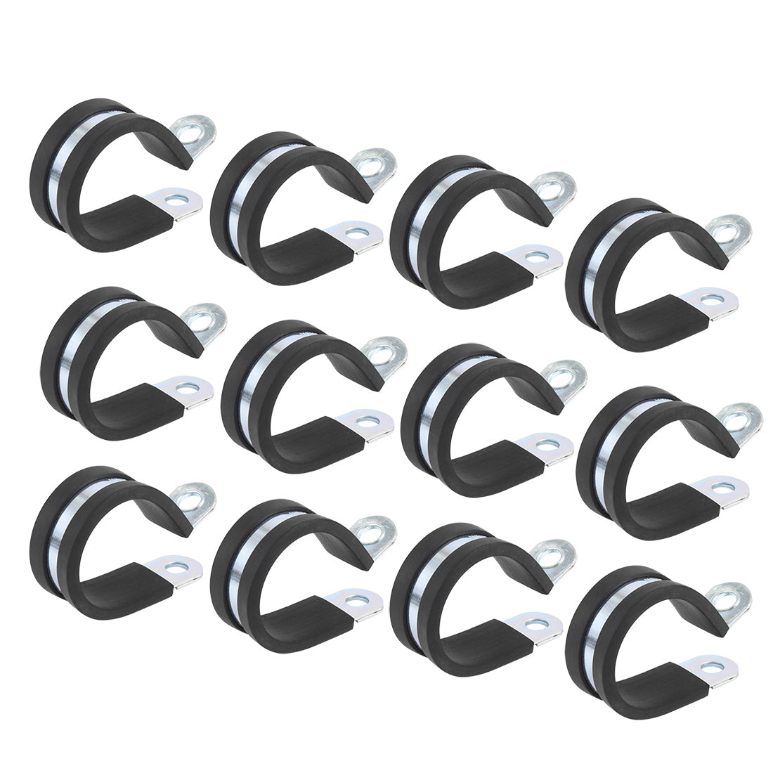 Harfington 12pcs R Shape Rubber Cable Pipe Clamp Hose Clip for Automotive