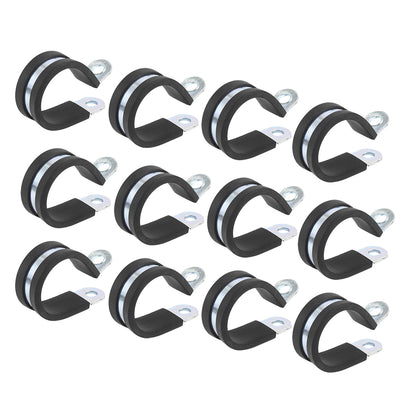 Harfington 12pcs R Shape Rubber Cable Pipe Clamp Hose Clip for Automotive