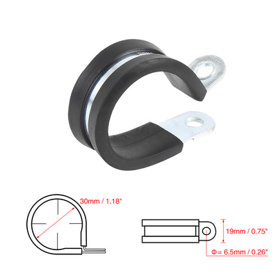 Harfington 12pcs R Shape Rubber Cable Pipe Clamp Hose Clip for Automotive