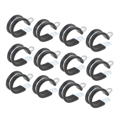 Harfington 12pcs R Shape Rubber Cable Pipe Clamp Hose Clip for Automotive