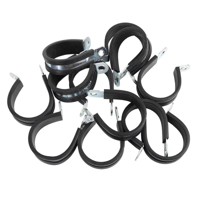Harfington 12pcs R Shape Rubber Cable Pipe Clamp Hose Clip for Automotive