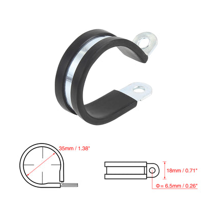 Harfington 12pcs R Shape Rubber Cable Pipe Clamp Hose Clip for Automotive