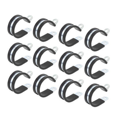 Harfington 12pcs R Shape Rubber Cable Pipe Clamp Hose Clip for Automotive