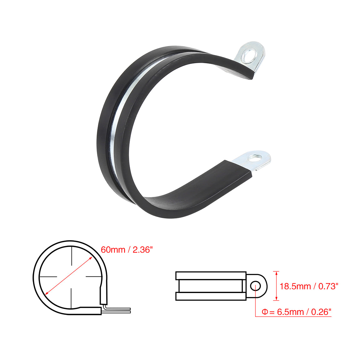 Harfington 12pcs R Shape Rubber Cable Pipe Clamp Hose Clip for Automotive