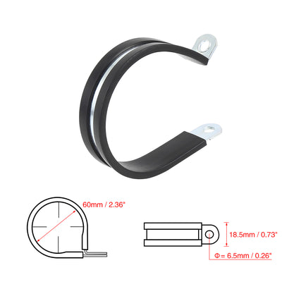 Harfington 12pcs R Shape Rubber Cable Pipe Clamp Hose Clip for Automotive