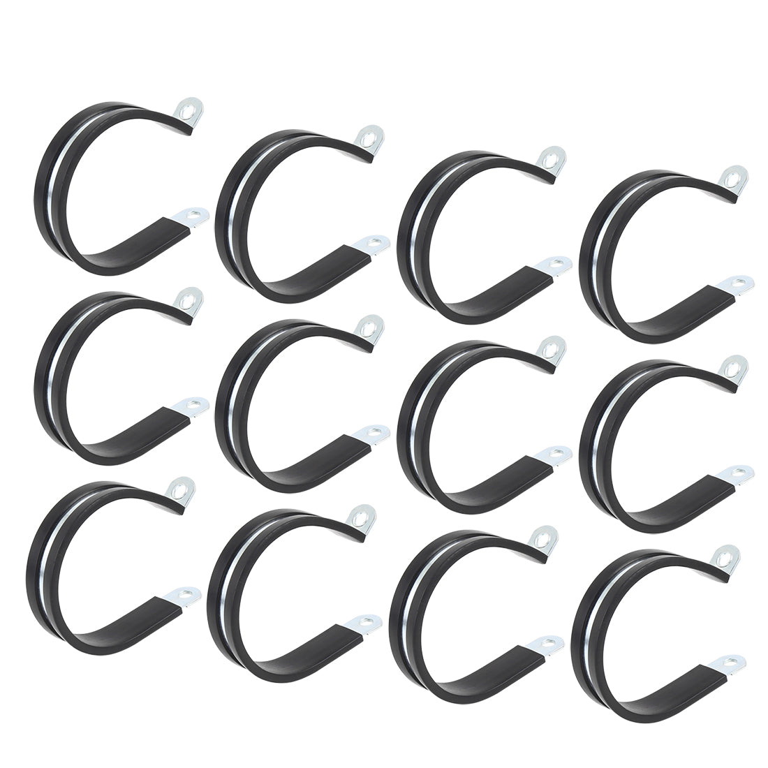 Harfington 12pcs R Shape Rubber Cable Pipe Clamp Hose Clip for Automotive