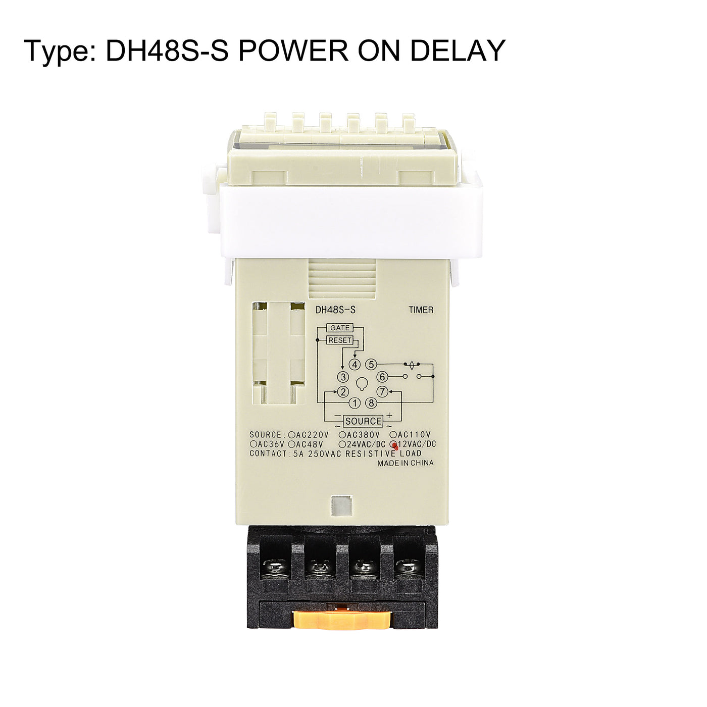 Harfington 12V AC/DC 0.1S-99H Range Adjustable Delay Timer 8 Terminals LED Display Time Relay DH48S-S with Base