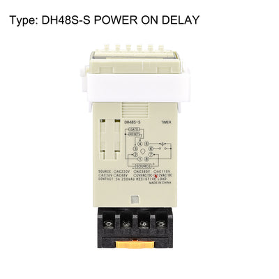 Harfington 12V AC/DC 0.1S-99H Range Adjustable Delay Timer 8 Terminals LED Display Time Relay DH48S-S with Base